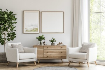 Modern Living Room Interior with Stylish Armchairs and Contemporary Decor