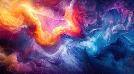Fototapeta premium An art studio features an AI system generating abstract art, blending colors, shapes, and patterns on a digital canvas, showcasing stunning creativity and innovation