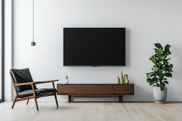 Modern Living Room Interior with Armchair and Television Wall Design