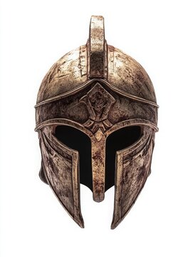 Centurion Spartan warrior mask helmet, white background, 3:4