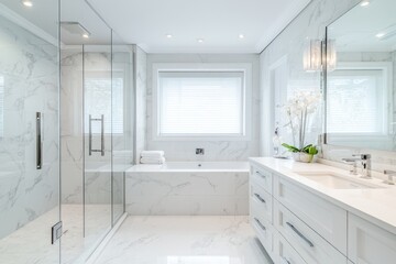 Luxurious Bathroom Design with Tub, Shower, Sink and Elegant Interior