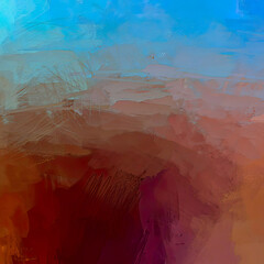 horizontal abstract shades of blue green, blood orange and mmaroon blended shadow brush stroke stunning atmosphere mid piece	