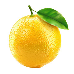 Bright Yellow Lemon on Transparent Background