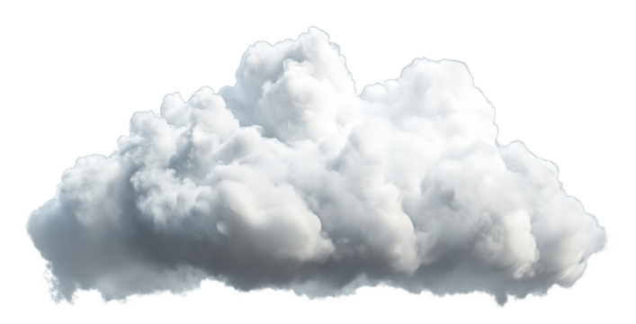 Big fluffy white cloud, isolated on transparent cutout background