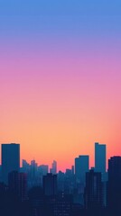 Fototapeta premium Minimalist Cityscape. A Calming Sunset Gradient View