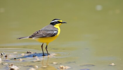 Obraz premium Bird of the day Yellow and gray beauty in the wild