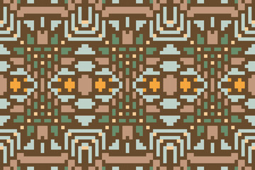 Traditional Design Ikat Pattern Originfolk Embroidery, Aztec Geometric Ornament Print. Design for Carpet, Wallpaper, Clothing, Wrapping, Fabric