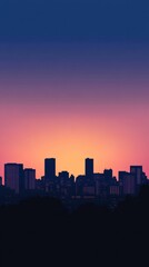 Fototapeta premium Minimalist Cityscape. A Calming Sunset Gradient View