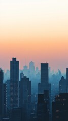Fototapeta premium Minimalist Sunset City Skyline with Soft Color Palette