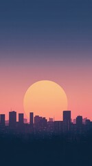 Fototapeta premium Minimalist Sunset City Skyline with Soft Color Palette
