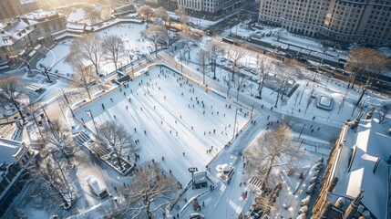 Obraz premium Snowy Day in the City Park