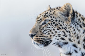 Fototapeta premium Close up portrait of a leopard's face with blurred background