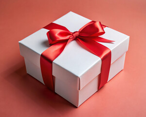 Obraz premium red gift boxgift, box, christmas, present, ribbon, bow, birthday, holiday, celebration, decoration, object, isolated, surprise, anniversary, red, package, xmas, gold, valentine, paper, color, wrapped,