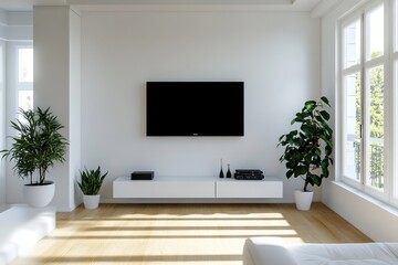 Modern Living Room Design with Luxury Furniture and Sunlit Green Plants
