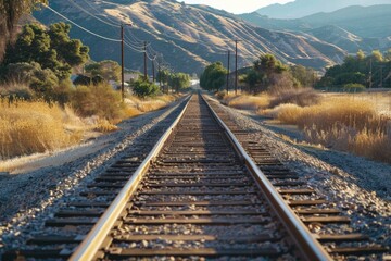Fototapeta premium A scenic train track winding through the mountains