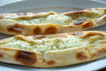 cheese pita on oval plate close up local turkish	