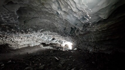 Glacier cave Eiskapelle at königssee in Bavaria, hidden natural spectale in germany, frozen ice...