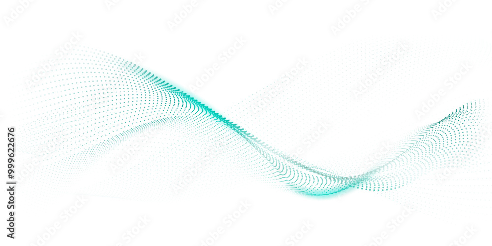Wall mural flowing particles form waves, a gradient light pattern. modern technology background vector illustra