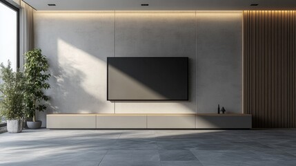 Modern Minimalist TV Cabinet Interior Design with Neutral Tones