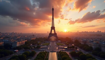 Obraz premium Sunset over the Eiffel Tower Paris