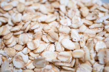 Breakfast oats on rotating background in close-up	