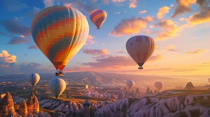Fototapeta premium Vibrant balloon rides and a naturally blue heaven