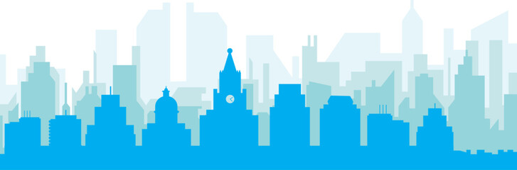 Fototapeta premium Blue panoramic city skyline poster with bluish misty transparent background buildings of CARTAGENA, COLOMBIA