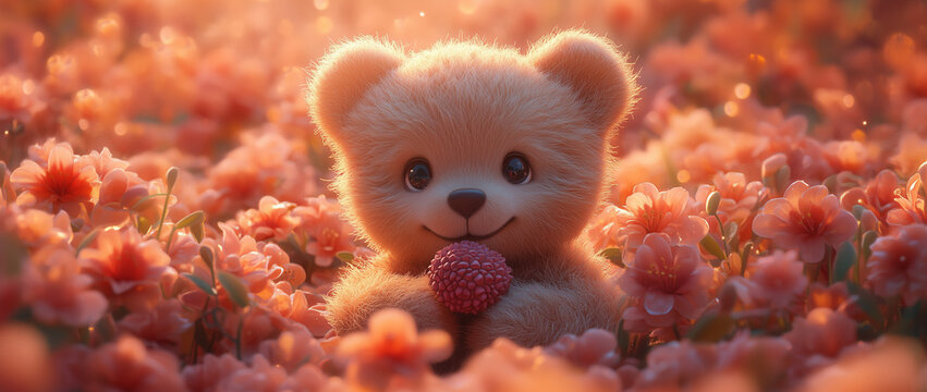 Un ours en peluche brun, doux et duveteux, assis isol&eacute;, &eacute;voque l'amour et la tendresse d'un cadeau d'enfance, pr&ecirc;t pour un c&acirc;lin.