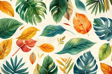 Naklejka premium leaves pattern pattern, green. ai generated