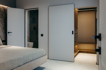 Empty wooden dressing room in house