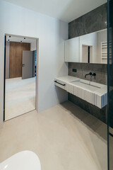 Interior of modern bathroom in house
