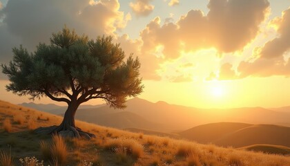 Fototapeta premium Sunset serenity in the hills