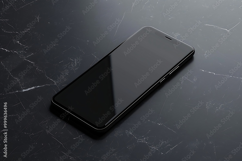 Poster smartphone with white screen on the table. 3d rendering.