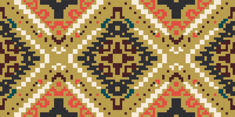 Fabric Texture Ethnic Design Pattern Drawingfolk Embroidery, Aztec Geometric Ornament Print. Design for Carpet, Wallpaper, Clothing, Wrapping, Fabric
