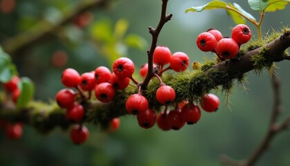 Fototapeta premium Natures bounty A branch of vibrant red berries