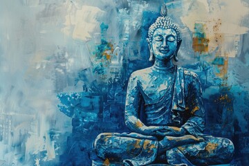 A Buddha sitting in a meditative pose, serene and focused
