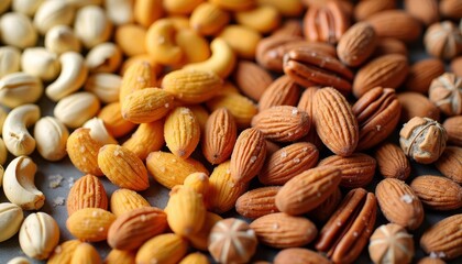 Obraz premium A variety of nuts fresh and ready to enjoy