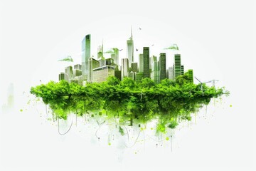 Fototapeta premium Urban landscape with many trees, suitable for use in environmental or urban planning projects