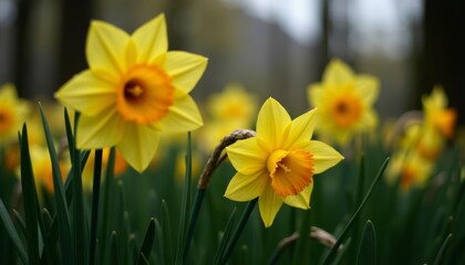 Fototapeta premium Blooming Joy A Field of Yellow Daffodils