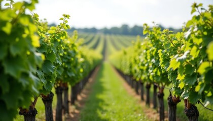 Naklejka premium Vineyard Vistas A Path Through the Grapes