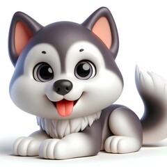 3D Husky puppy - vector on white background