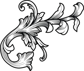 Vintage Baroque decorative design. Victorian, arabesque, flourish, swirl ornamental vector illustration.