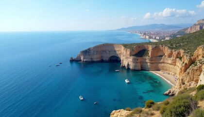 Obraz premium Enchanting coastal view where natures artistry meets the sea