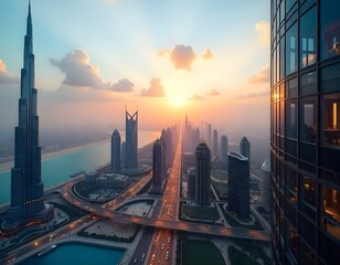 Fototapeta premium sunset over the city