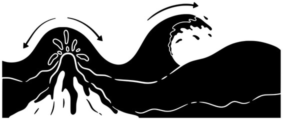 tsunami illustration earthquake silhouette flood logo destruction icon damage outline typhoon insurance debris natural disaster disaster broken diorama bulldozer collapse shape and vector graphic back