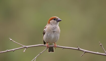  A small bird perched on a branch looking ahead