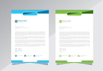 Business letterhead template design. creative letterhead template design with blue and green color. A4 letterhead template design. modern letterhead design template. Vector eps 10