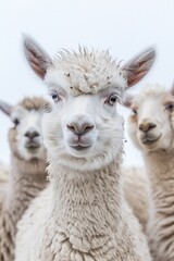 Obraz premium A group of sheep grazing together, a close-up shot of their unity