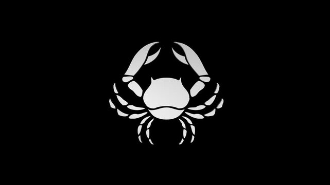 3d Abstract Cancer Logo / Symbol Spinning and Rotating on Transparent Background. Seamless Loop Isolated 4K Video.