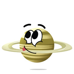 happy saturn mascot cartoon character. cute, funny and playful concept. astronomy, education, and solar system themes
